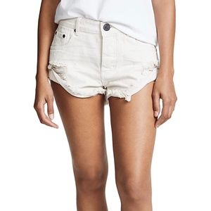One Teaspoon Worn White Bandit Denim Shorts